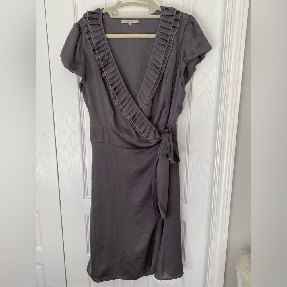 Elegant Gray Wrap Dress